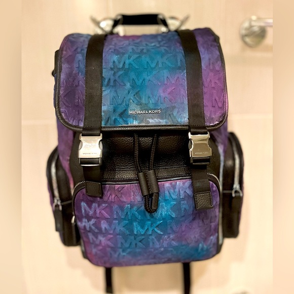 Authentic Michael kors embossed Denim Utility Cooper Men’s Backpack GalaxyColors - Picture 7 of 11